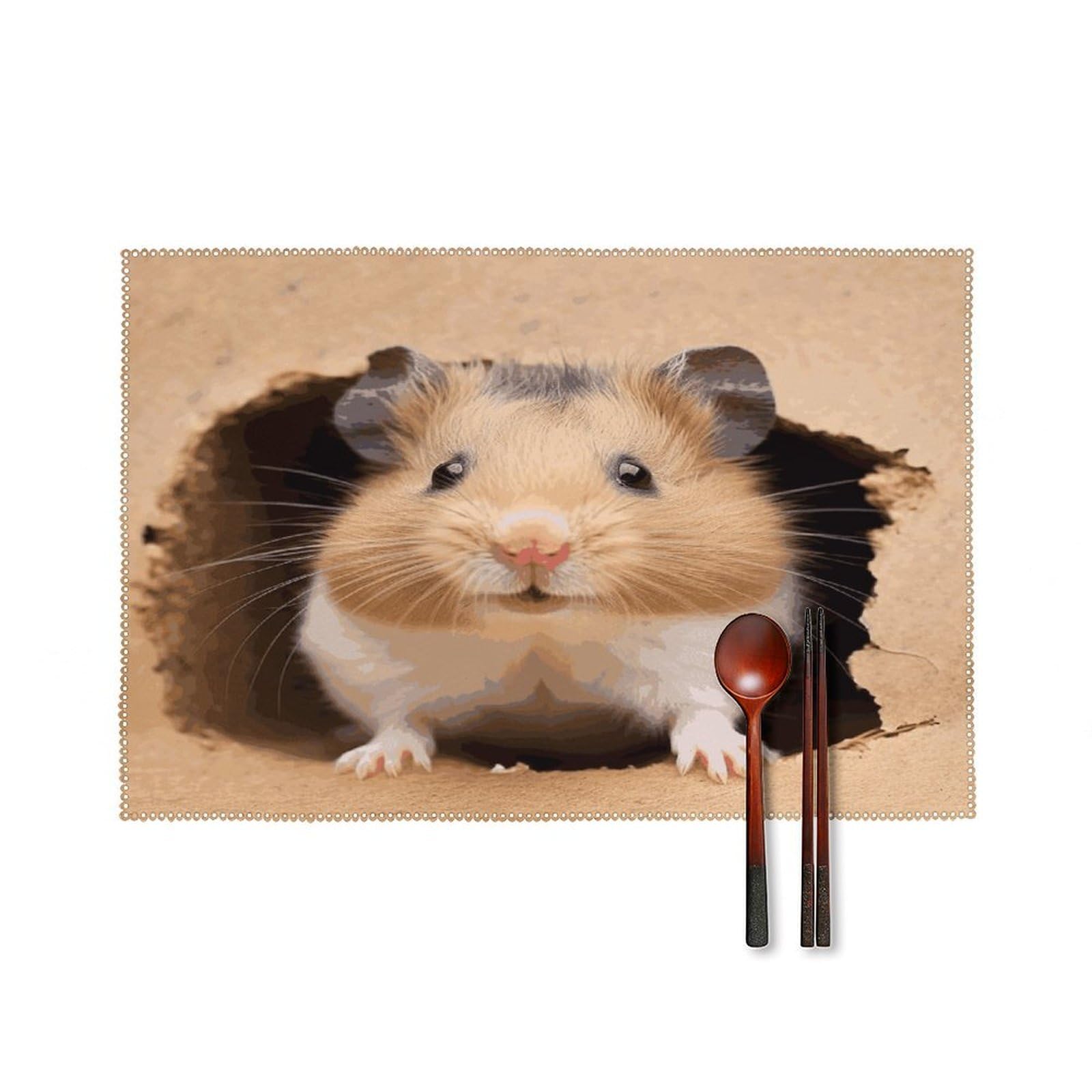Fekiloot Style Funny Hamste Placemats Set Of 6,Table Mat