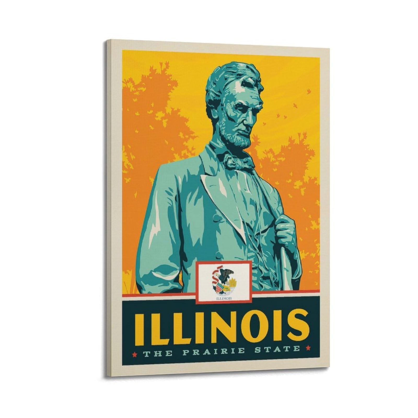 DLJGDS Vintage Travel Posters Illinois State Pride Decorative Painting Canvas Wall Posters And Modern Family Bedroom Decor 24x36inch(60x90cm)