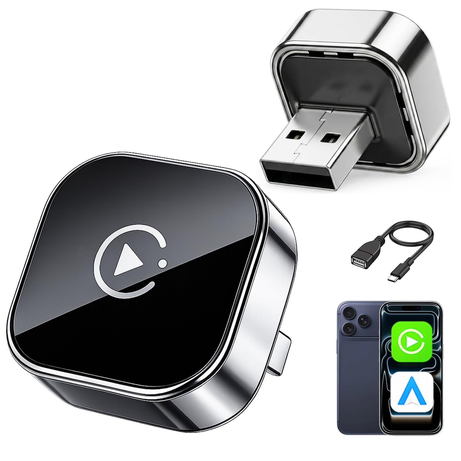 Photo 1 of Wireless CarPlay & Android Auto Adapter for Cars, Converts Wired CarPlay to Wireless, Fast Auto Connect, Plug and Play, Stable Bluetooth WiFi Connection for iPhone and Android