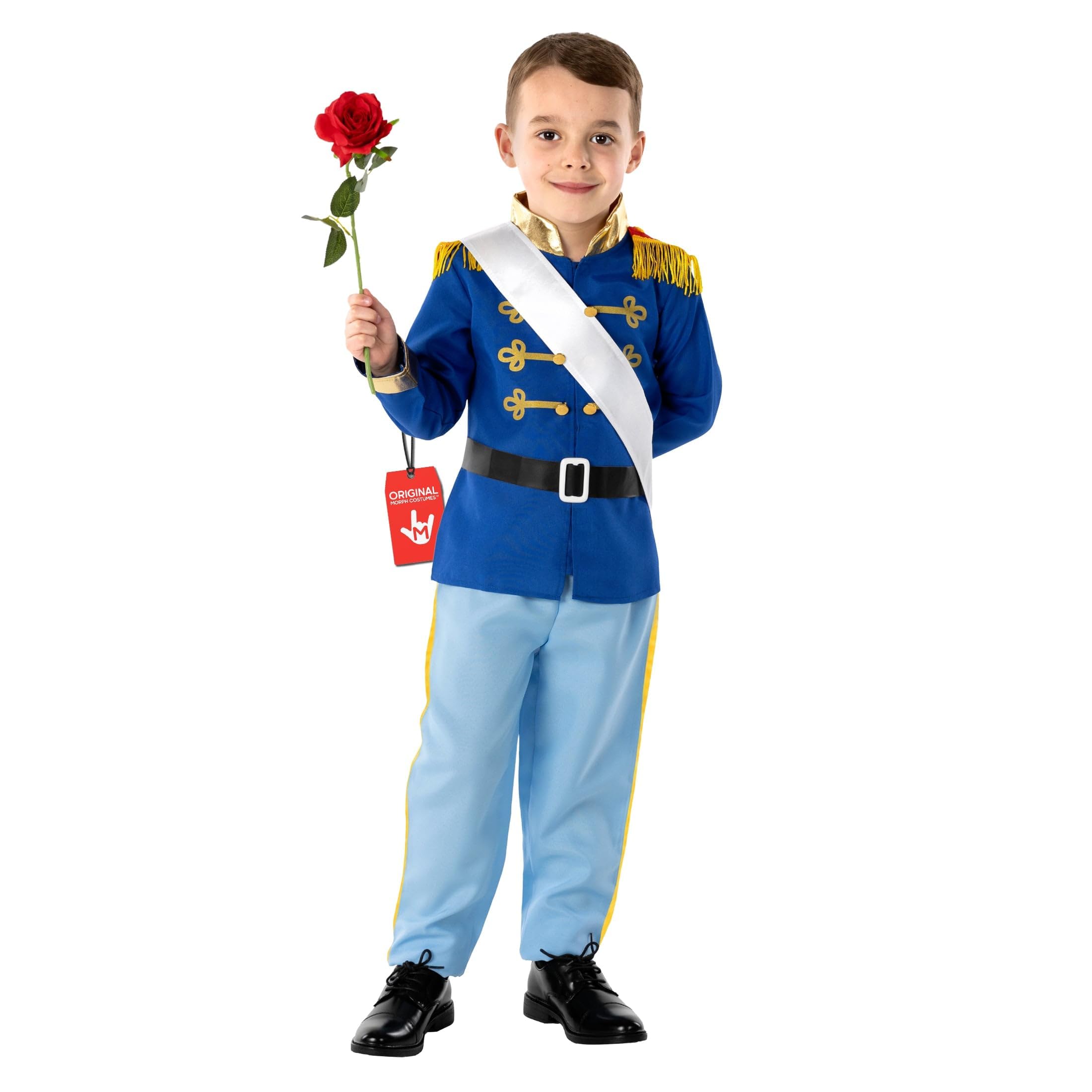Fun Shack Costume Principe Bambino, Costume Regale Halloween Bambino | Giacca Blu, Fascia, Cintura & Pantaloni, Rifiniture Dorate Regali, Perfetto per Halloween, Ideale per il Gioco di Ruolo