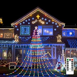 GCMacau 420 LED Christmas Tree Lights Decorations, 8 Modes & Remote Control Christmas Light Decorations with Topper Lights for Home Xmas Tree Wedding Yard Festival Indoor Outdoor (Multicolor)