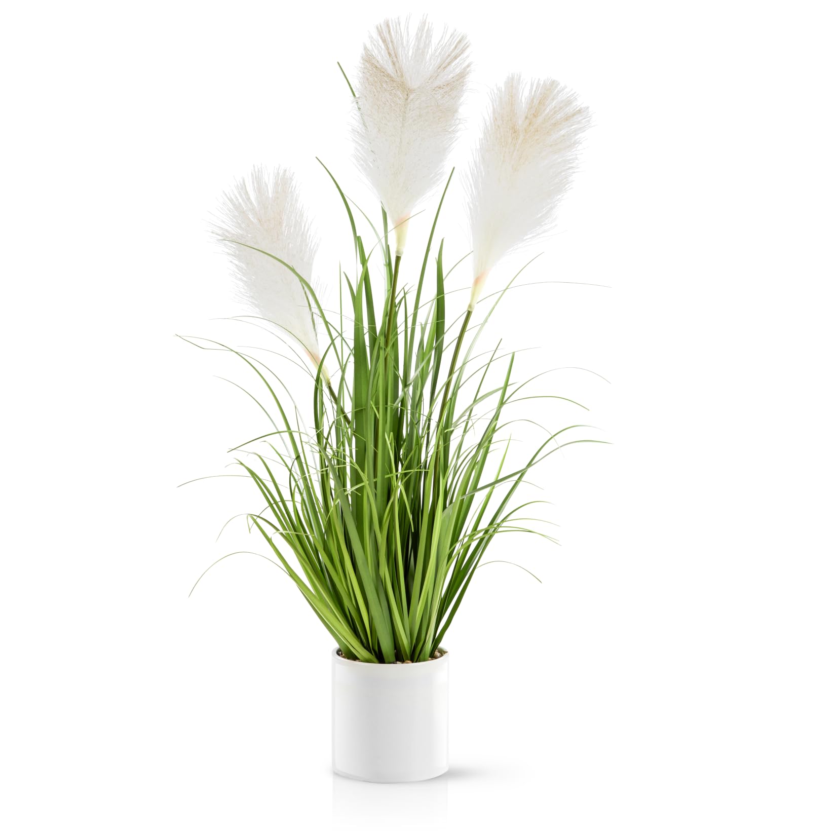 PASCH® XL Pampas Kunstgras in bianco vaso in ceramica (80 cm): erba artificiale decorativa alta | erbe artificiali | erba artificiale | pianta artificiale grande | piante artificiali come vere |