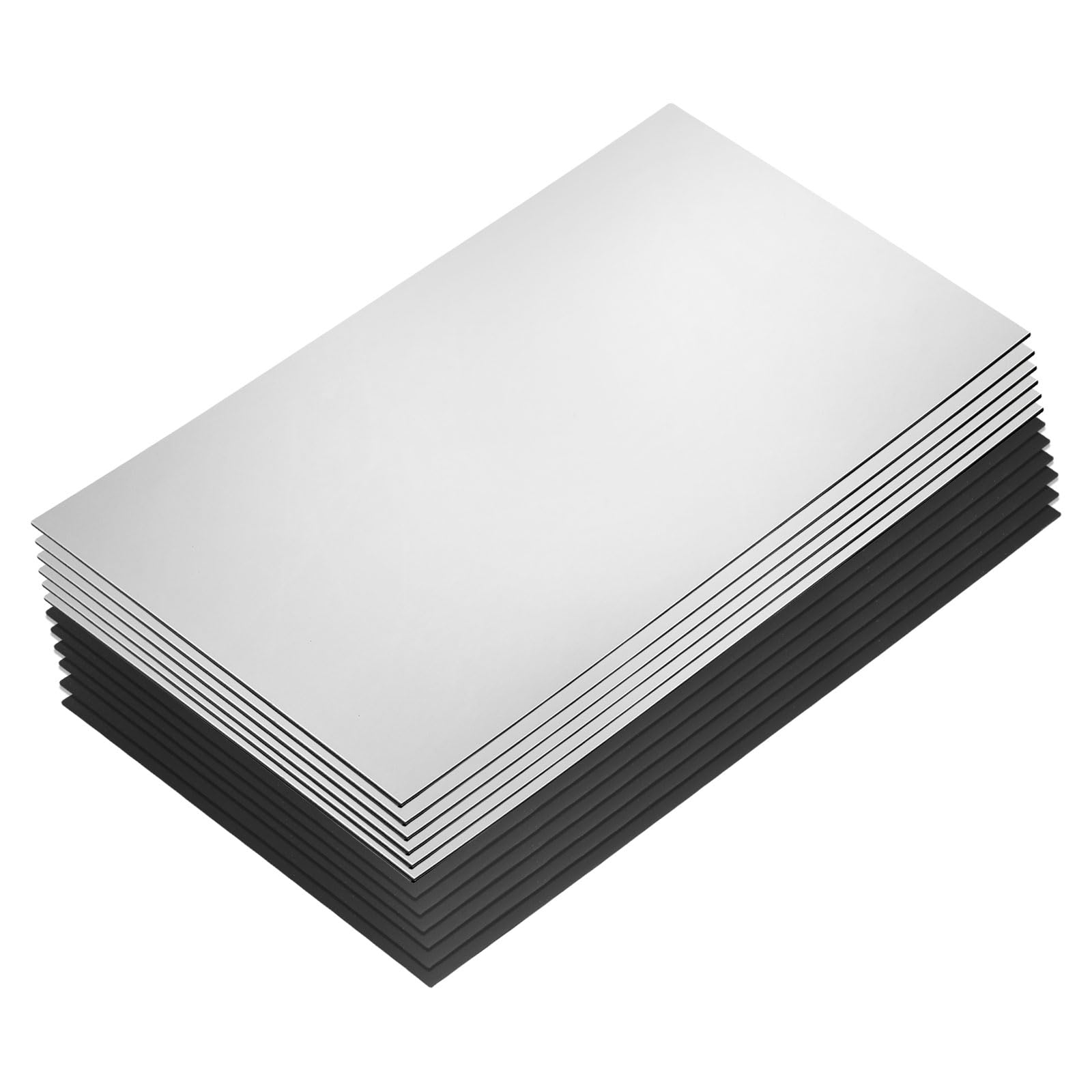 Kozelo 12Pcs Double Color Laser Engraving Blanks | 11.8x6.49x0.05 Inch ABS Engraved Plate Sheets | for Personalized Name Plates, Office Wall Desk, DIY Carving, Silver/Black
