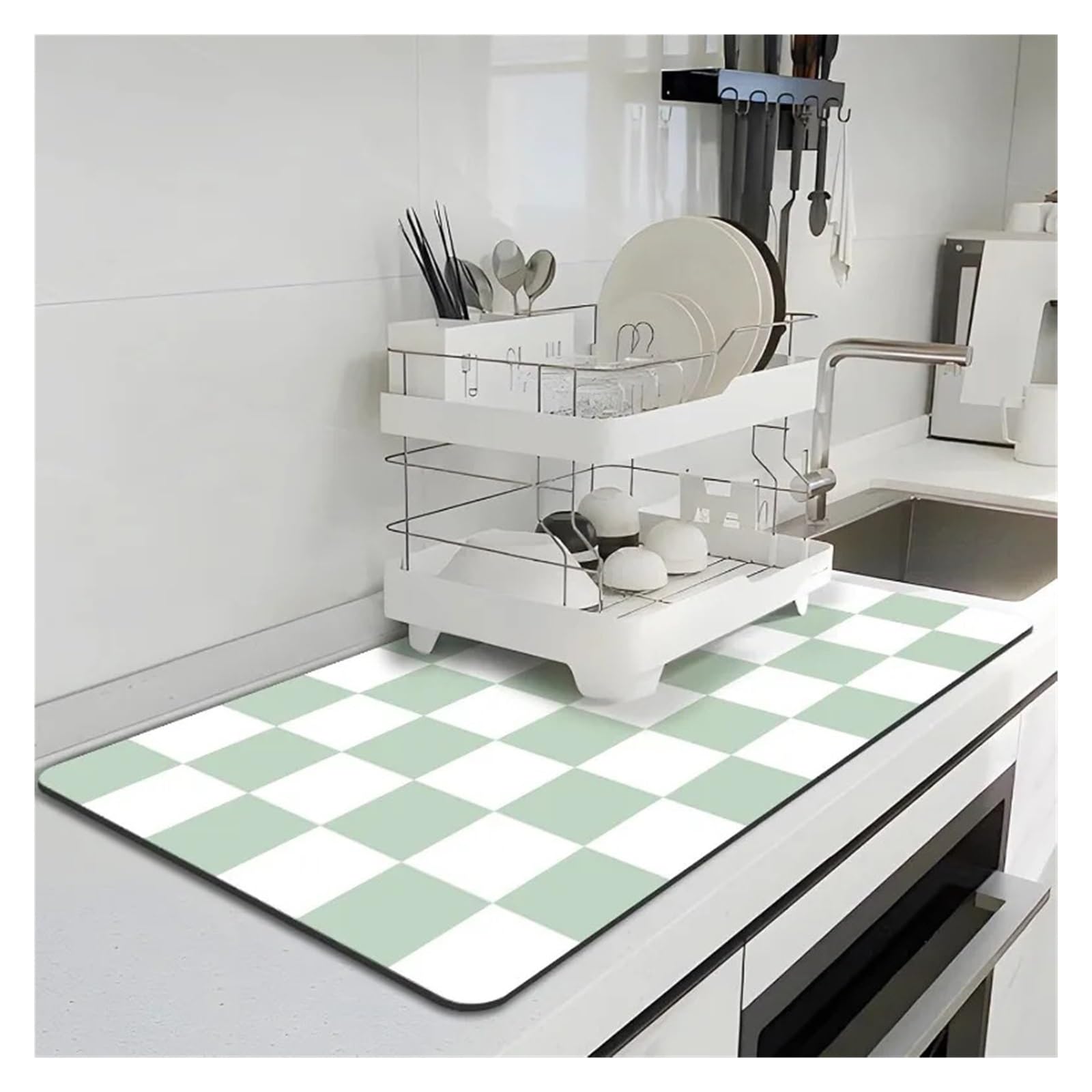 Tapis De Bar Tapis de séchage vaisselle rétro avec support en caoutchouc