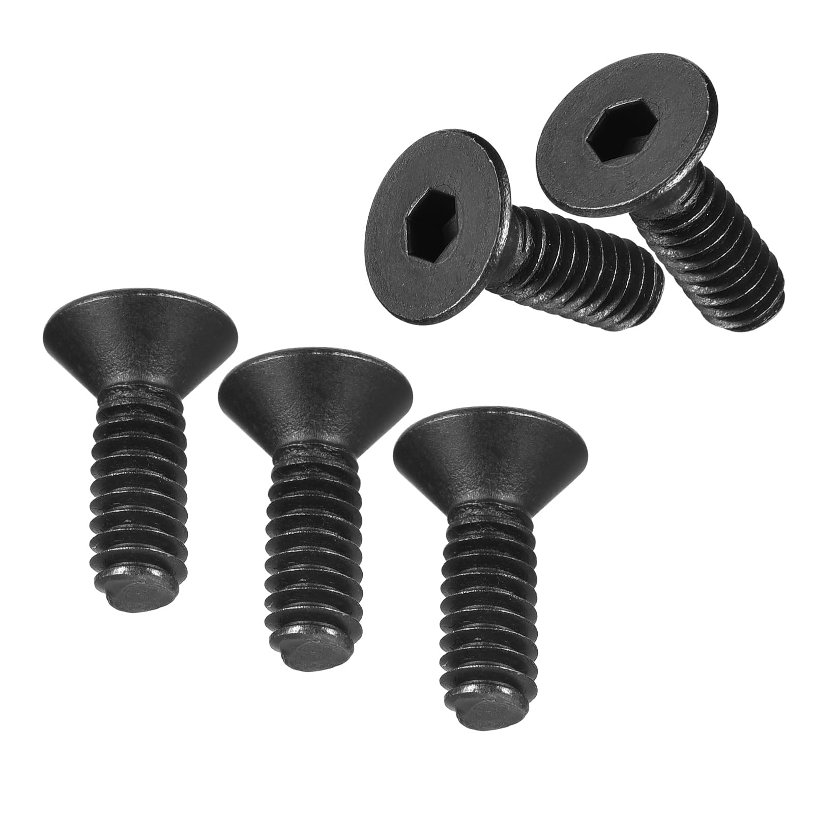 MACHSWON #6-32 x 1/2" Flat Head Socket Cap Screws 10.9 Grade Carbon Steel Countersunk Head Allen Head Bolts Fully Threaded Black Oxide Fasteners 20Pcs — image 1