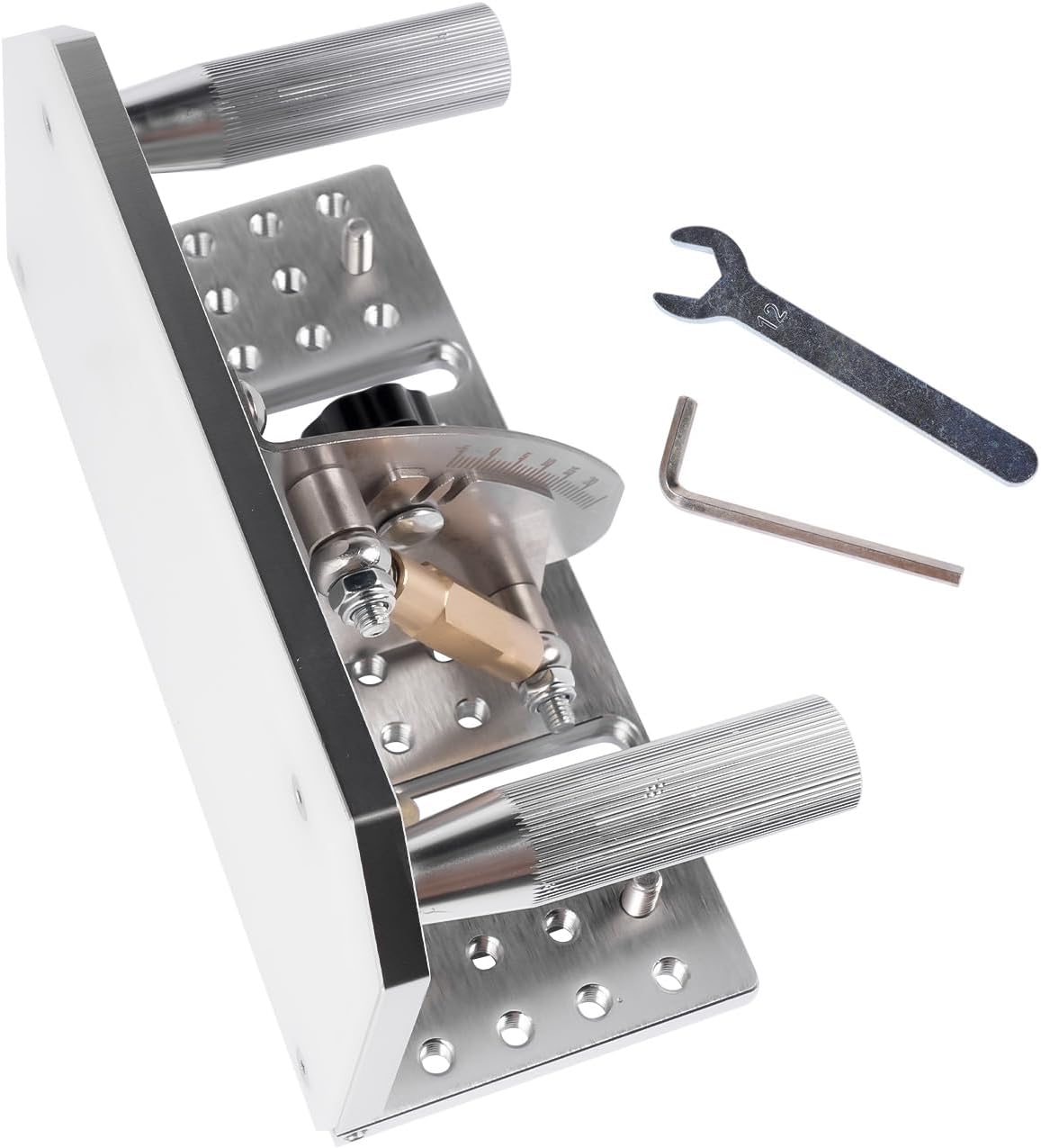 Belt Grinder Knife Jig - 7-3/4" Long Sharpening Locator with Adjustable Angle (-5° to 25°), Dual Press Plates, Knife Making Angle Grind Guide for Belt Sander Machine