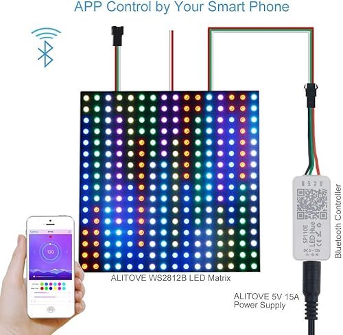 Miniatura 8 de ALITOVE WS2812B tira de luces LED RGB de dirección individual de 16.4 pies, 150 ledes, programable, impermeable, IP65, PCB negro, 5 V para