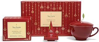 Tea Forte Warming Joy Gift Set with Cafe Cup, Tea Tray and 10 Handcrafted Pyramid Tea Infuser Bags