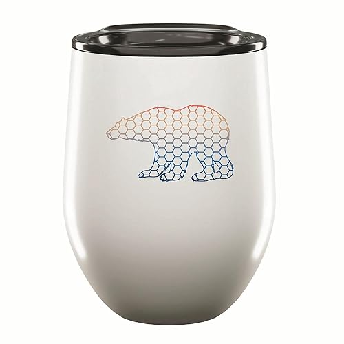 Geometric Rainbow Polar Bear Gift Eco Friendly Design for Nature Lovers 12oz Wine Tumbler Cup
