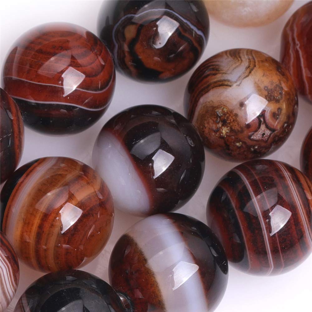 GEM-INSIDE CREATE YOUR OWN FASHION Natural Brown Onyx Agate Gemstone Semi Precious Round 12mm Loose Beads for Jewellery Making DIY Bracelet Necklace Crafts 15'' - Image 3