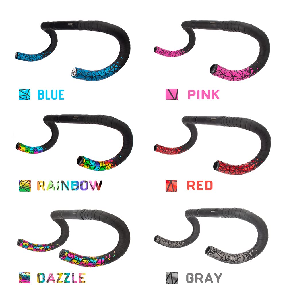 Road Bike Handlebar Tape Bike Accessories 1 Pair Cycling Reflective Tape Soft PU EVA Anti-Slip Bycicle Bicycle Bar Tape(Rainbow)