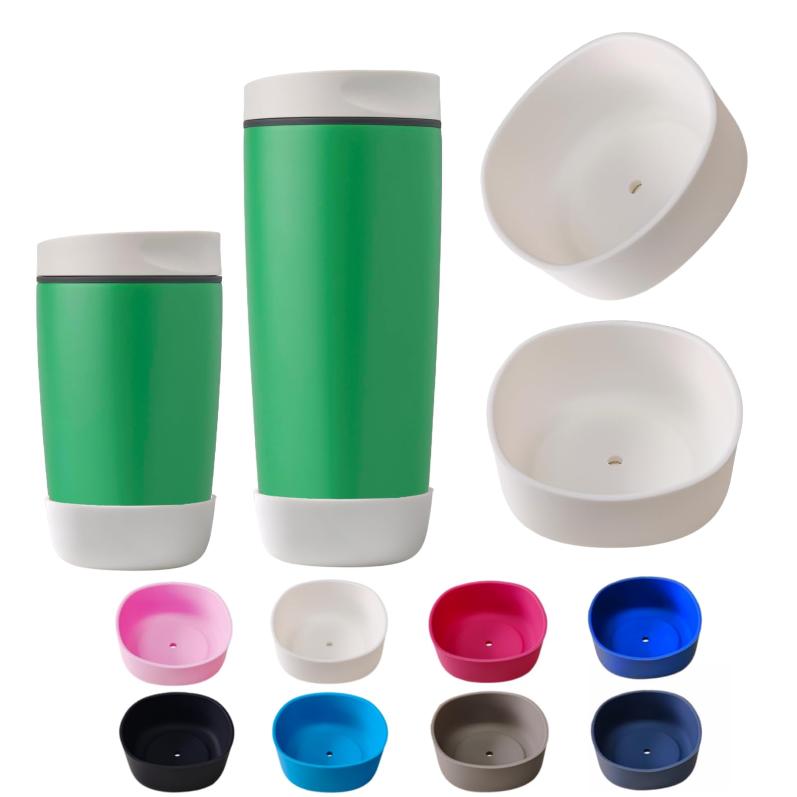 Limotex 2PCS Silicone Boot Compatible with Owala SmoothSip Slider 12oz&20oz, Anti-Slip Protective Sleeve for Coffee Tumbler, Watter Bottle Accessories Base Cover, BPA-Free (White)