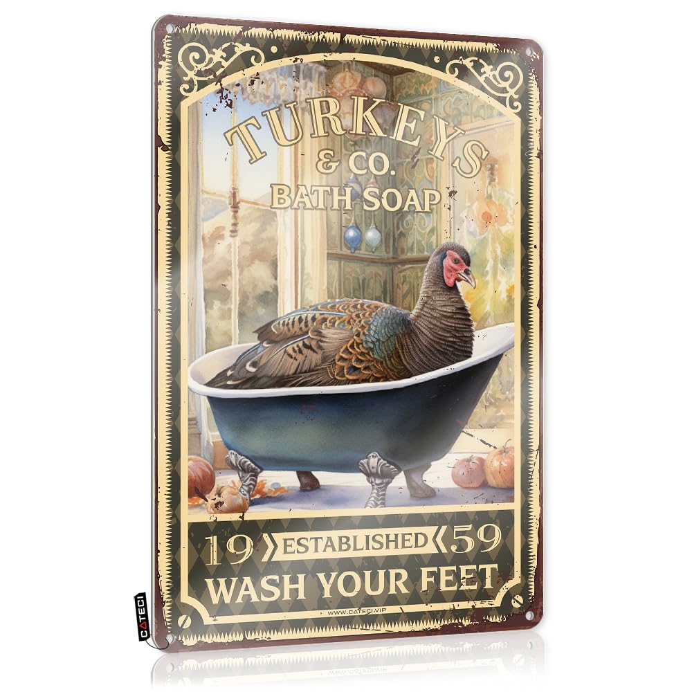 MWFKKADDB Home Decor For Men Turkeys Bath Soap Wash Your Paws Tin Sign Wall Decor Farmhouseearthy Room Aestheticspiritual Decormen Bathroom Funny Home Bar Signs Home Bar Decor(30X40CM)