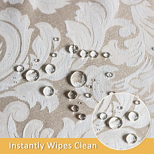 Colorbird Scroll Damask Jacquard Tablecloth Polyester Fabric Water Resistant Spillproof Table Cover For Kitchen Dinning Wedding Banquet Party Tabletop Use (Rectangle/Oblong, 52 X 70 Inch, Beige) #TOP2