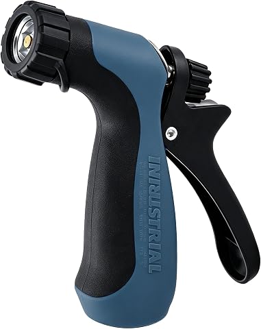 Industrial Garden Hose Nozzle, Heavy Duty Metal, High Pre...