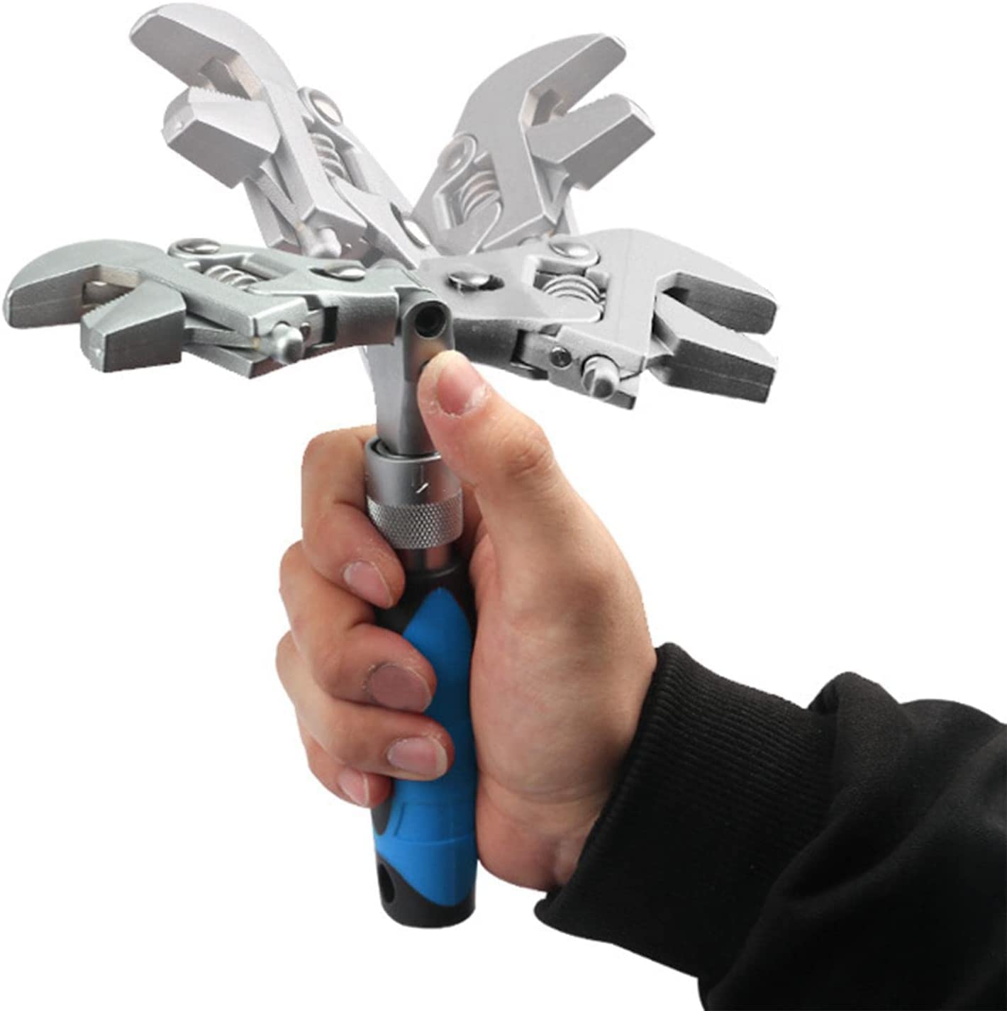 Llave de Llave de Llave de Llave combinada de trinquete, 5 en 1 Llave de Bloqueo Anti -Mecanismo Herramienta Manual de 10 Pulgadas