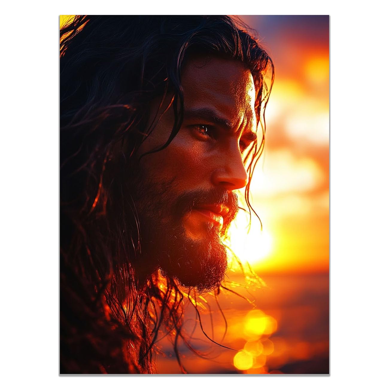 QUSAAOU Jesus Wall Image the Passionate Jesus Decor Vintage Religious Prints Painting Neutral God Poster Artwork Living Room Bedroom Hallway Home Decoration(orange)-50x70cm Unframed