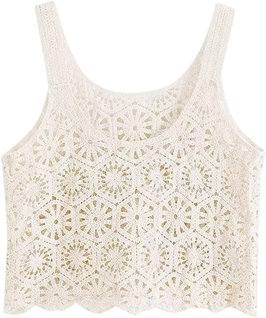 Amazon Co Jp Amazon限定ブランド サラデマント タンクトップ レディース 夏 ショート丈 ハンドニット無地 カットソー トップス キャミソール シアー感 可愛い お洒落 女性らしい サマー 薄手 ボレロ 背中透かし 2523 A White 服 ファッション小物