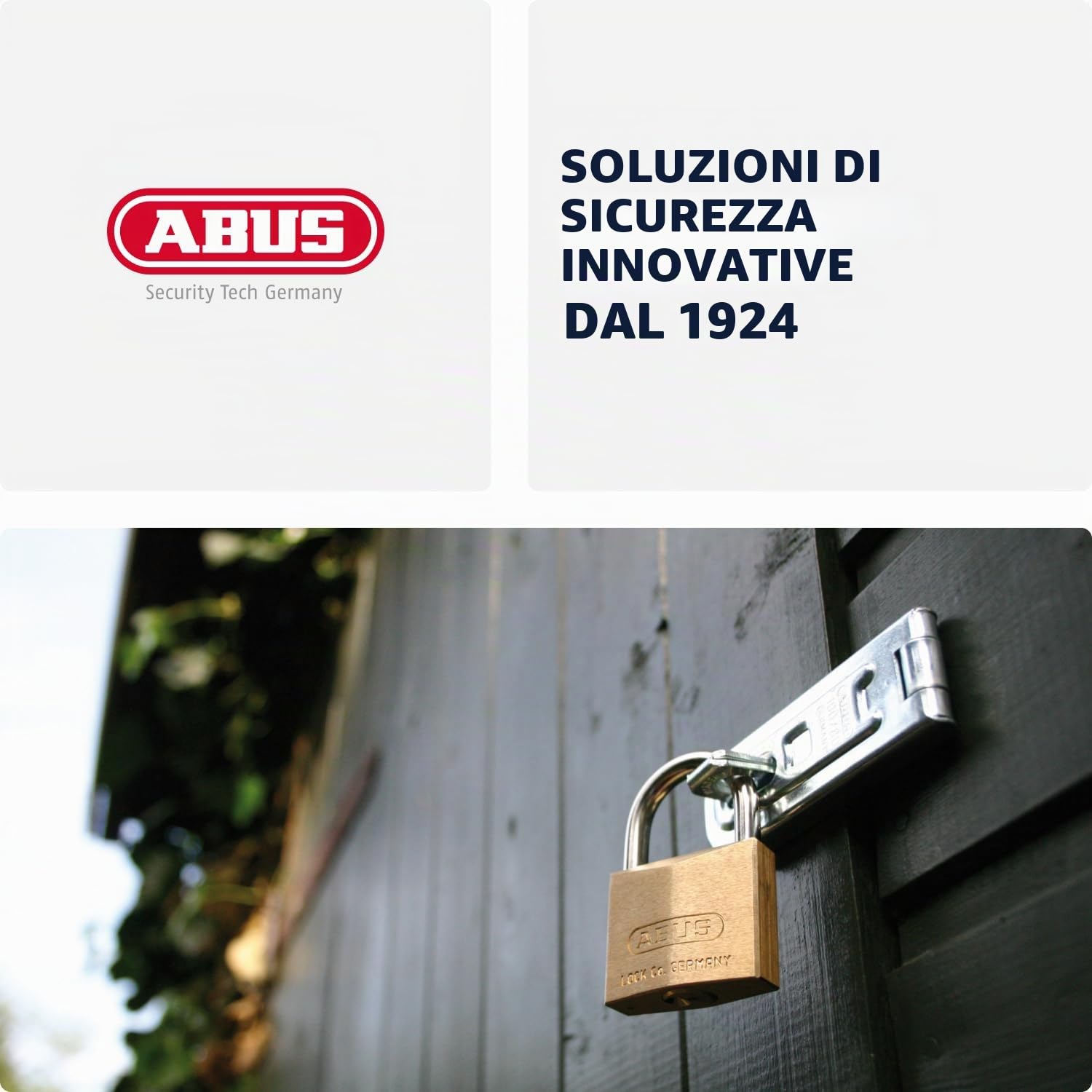 ABUS Lucchetto Monobloc 92/65 - Corpo in Ottone, Gancio in Acciaio | Livello di sicurezza 7, cilindro a spine anti-manipolazione - ideale per grate, cancelli e distributori automatici