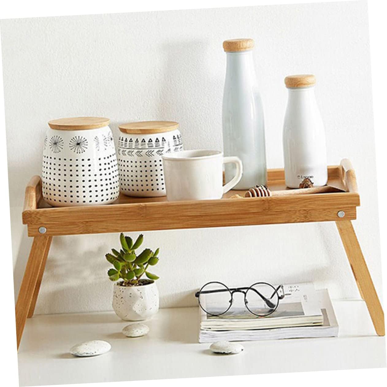 Foldable Laptop Desk Stable Legs Portable Bed Tray for Home Use Compact for Spaces Convenient Eating and Working