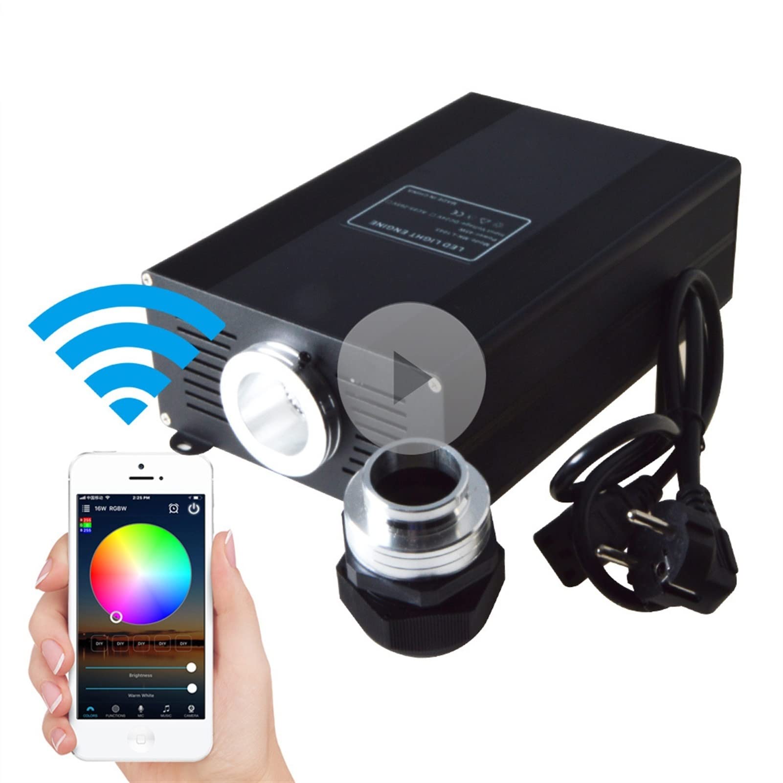 Starlight Headliner Kit, 45W 60W 75W WiFi Control Smartphone APP RGB RGBW LED Fiber Optic Light Engine Projector Generator(75W RGB WiFi)