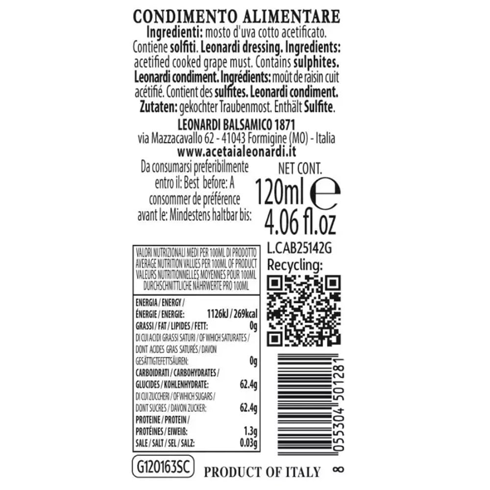 Condimento Balsamico Riserva Ciliegio 16 travasi 120 ml