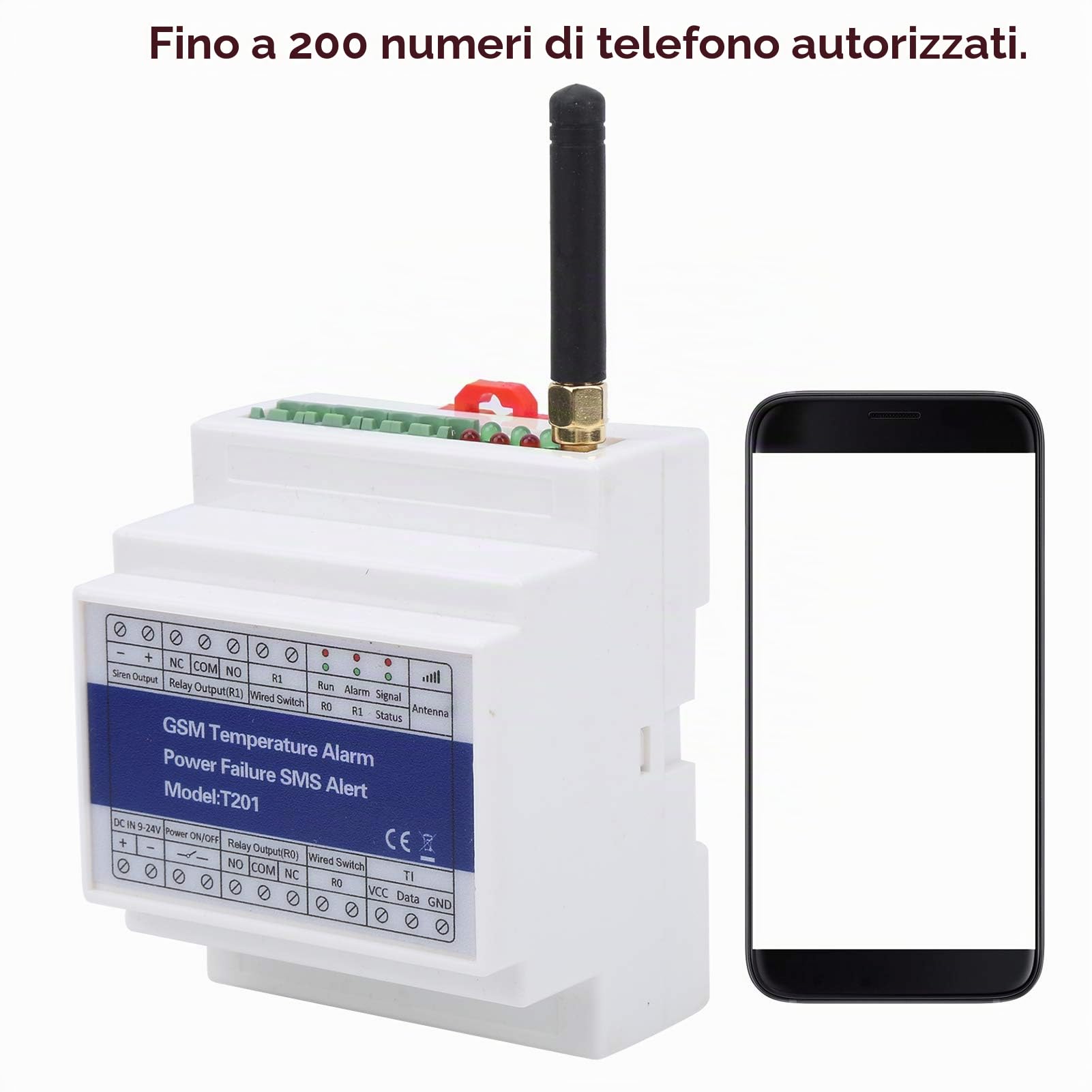 GSM SMS Controller Allarme temperatura Allarme Stato alimentazione Monitoraggio Relè remoto Switch Timer Report
