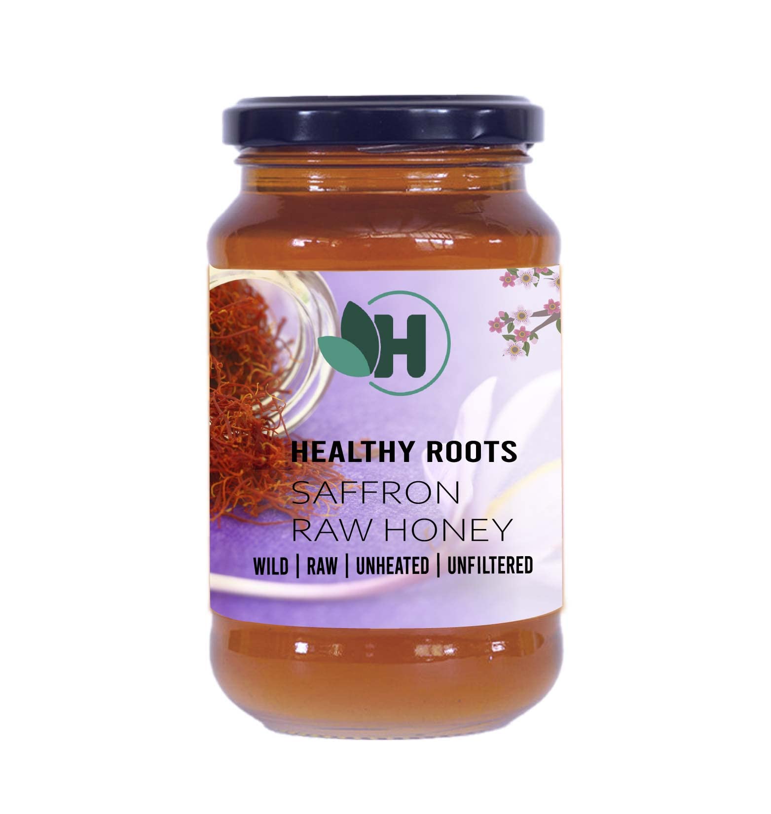 Healthy roots Saffron Honey 1Kg- Organic Honey Raw Unprocessed (Pure Honey 100% Natural No Added Sugar)