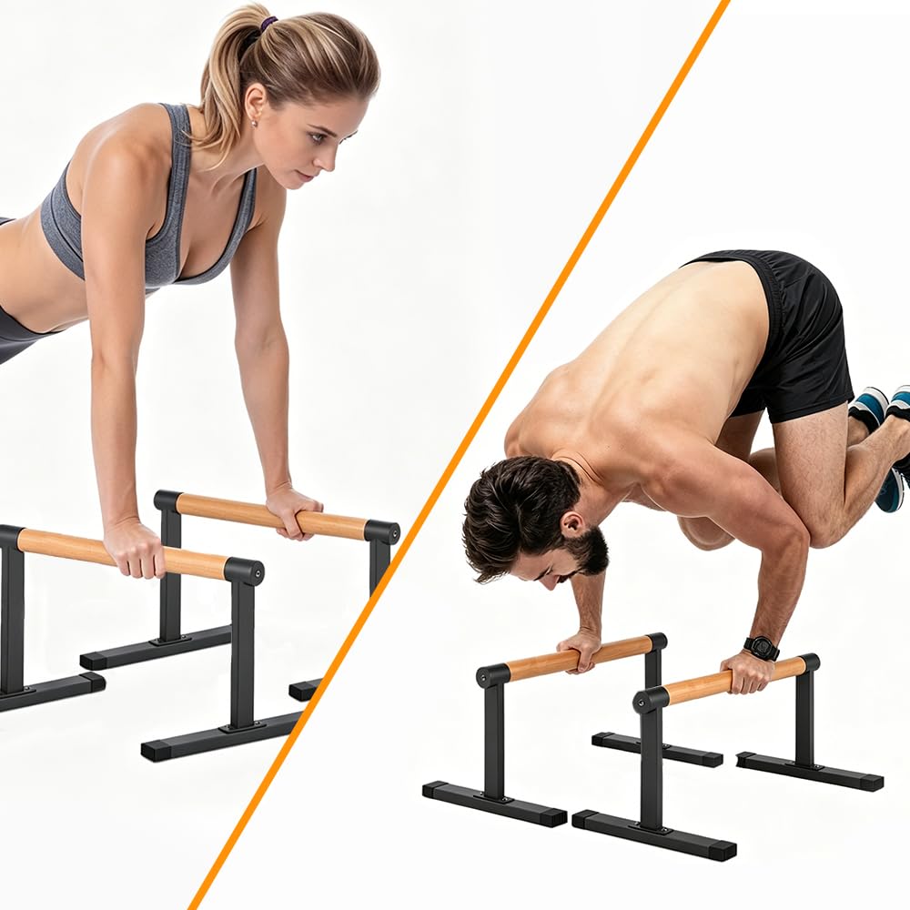 Parallettes calisthenics Holz Rutschfeste Liegestützgriffe, Premium Turnen und Calisthenics Equipment, Bounabay Dip Bar Krafttraining, Handstand Barren, Push up bar