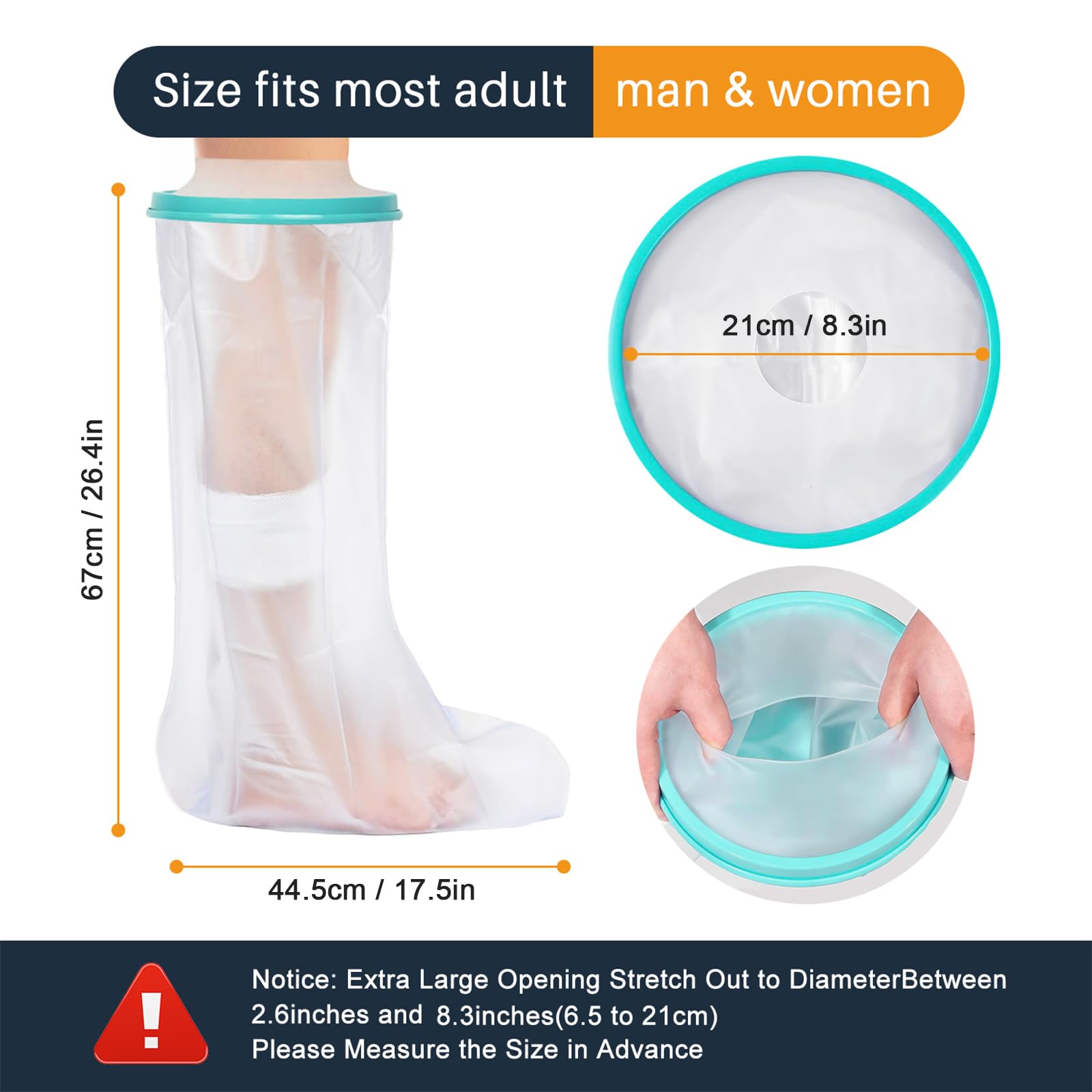 WenYa Adult Calf Cast Cover for Shower Plaster Cast Waterproof Cover Leg with Sealing Ring - Image 2