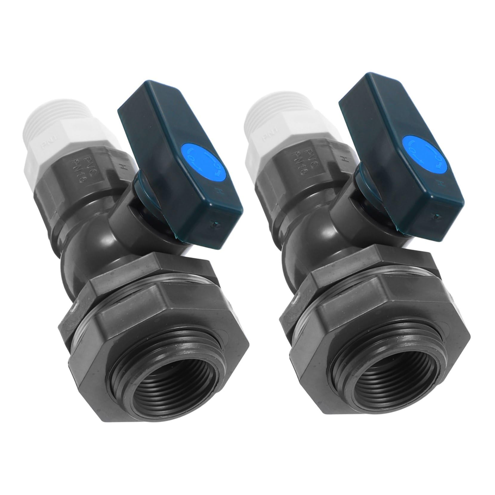 Robinet PVC pour cuve eau de pluie DOITOOL avec vanne intégrée et raccord dérivateur - 2 pièces