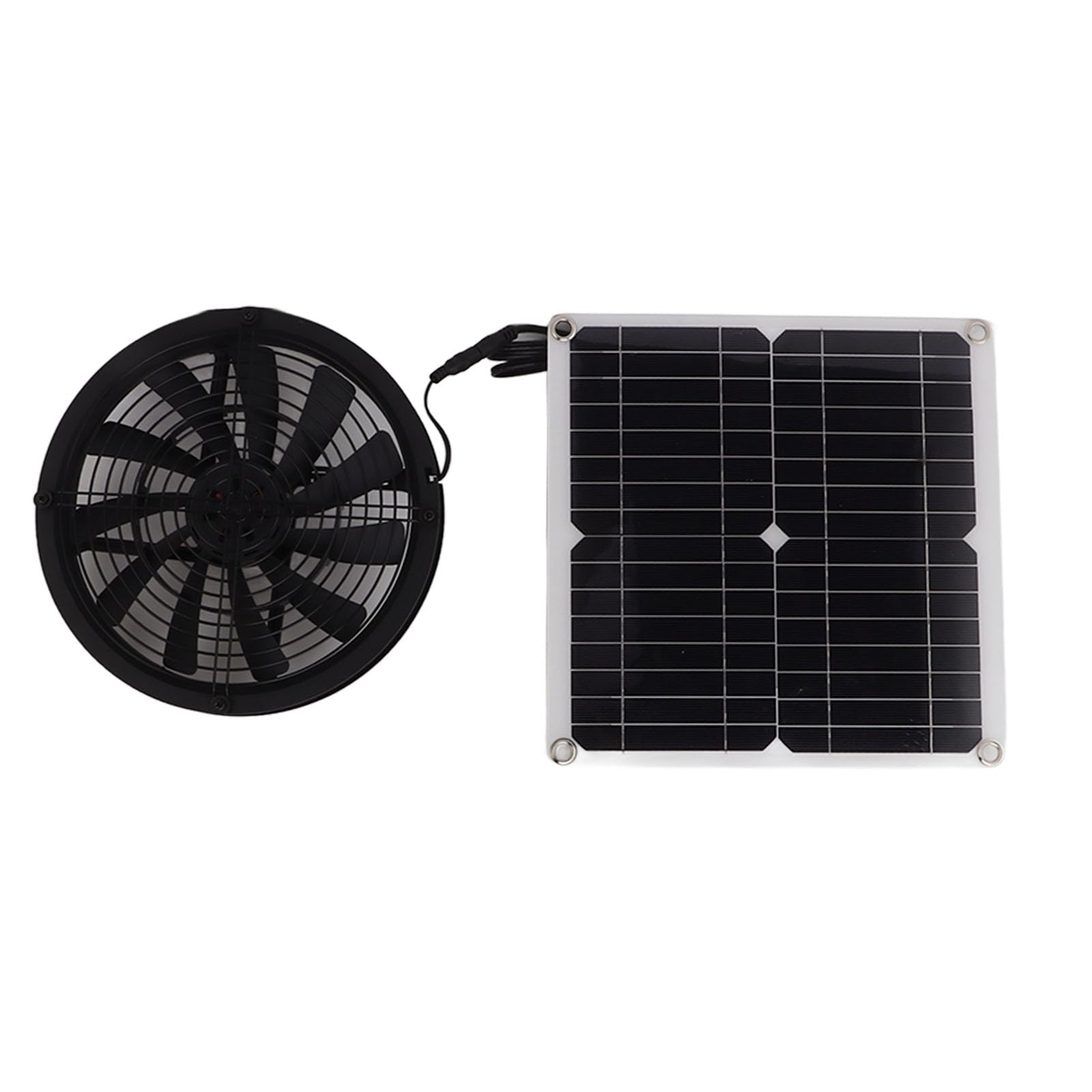 FTVOGUE Kit de Ventilador de Panel Solar con Red Protectora Metálica para | Extractor de Aire Resistente a la Intemperie, Aleación de Aluminio ABS de Hierro, Interfaz de Cable de CC, Adecuado para