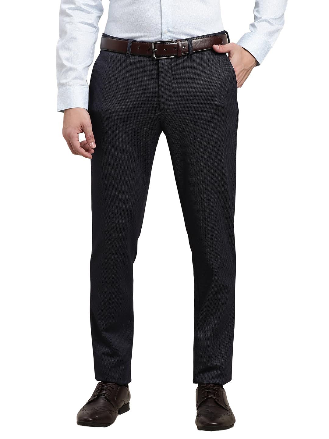 turtle Men Cotton Stretch Ultra Slim Fit Solid Navy Blue Flat Front Formal Trouser || Pant || Men's Trouser-picture-13
