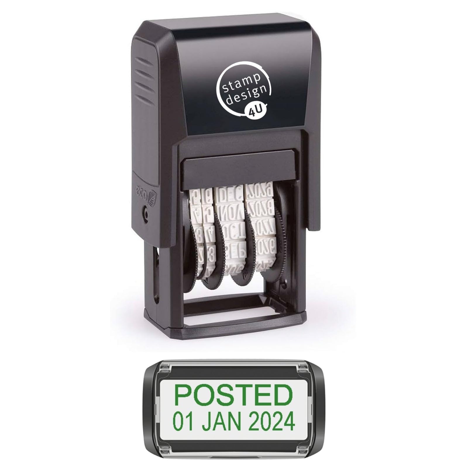 Self Inking Changeable Date Stamp - Posted Date Stamp in Green Ink
