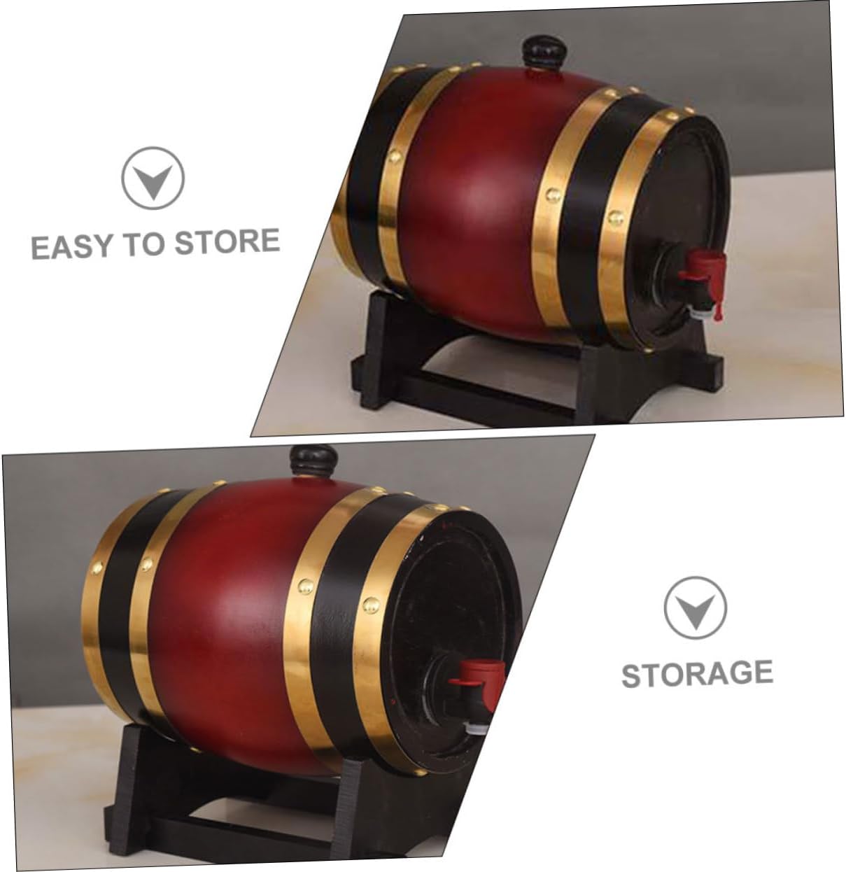 Mikinona Antique Wooden Barrel Rustic Beer and Wine Storage Bucket with Faucet for Parties and Home Bars Decorative and Functional for Dining Rooms and Pubs