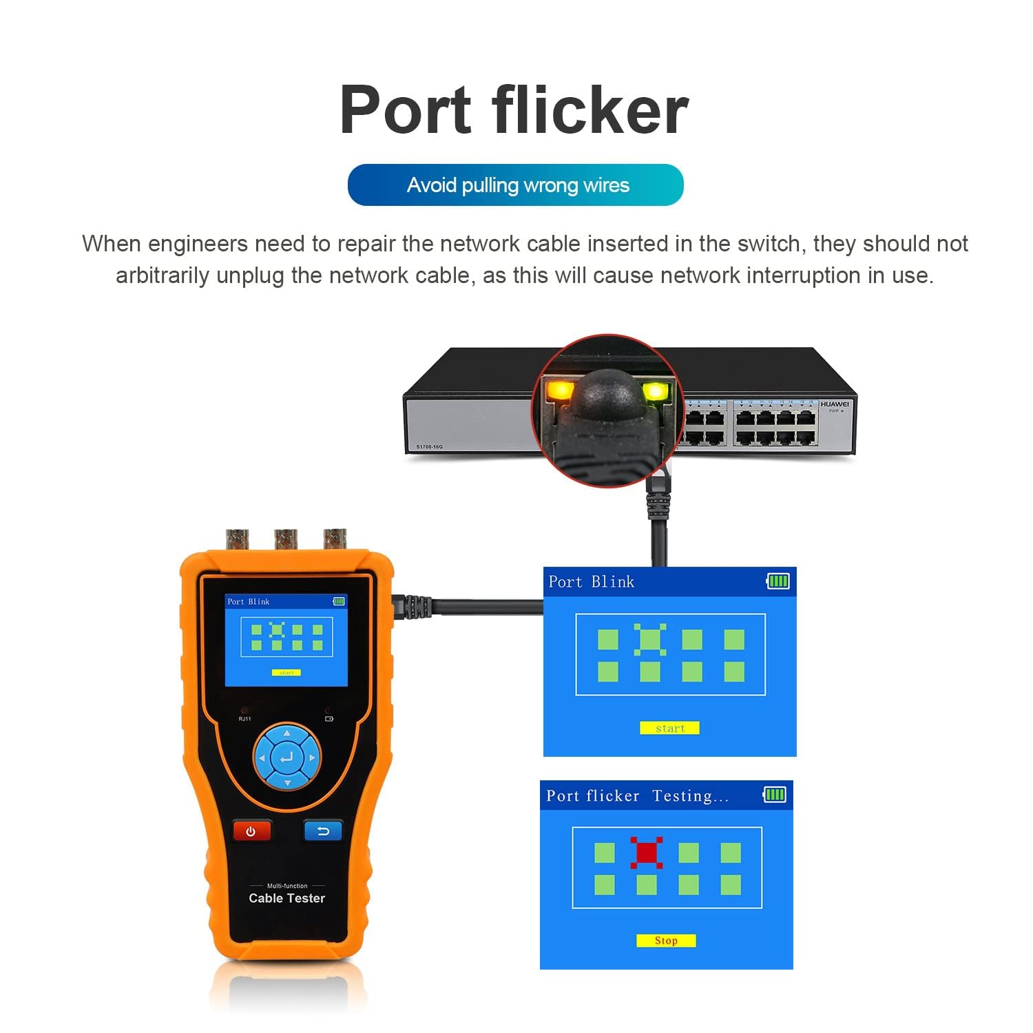 KALEA-INFORMATIQUE TDR-Tester für RJ45- und BNC-Netzwerkkabel: Kartierung, Durchgängigkeit, Länge, PING, Ortung, Aktivitätssimulator
