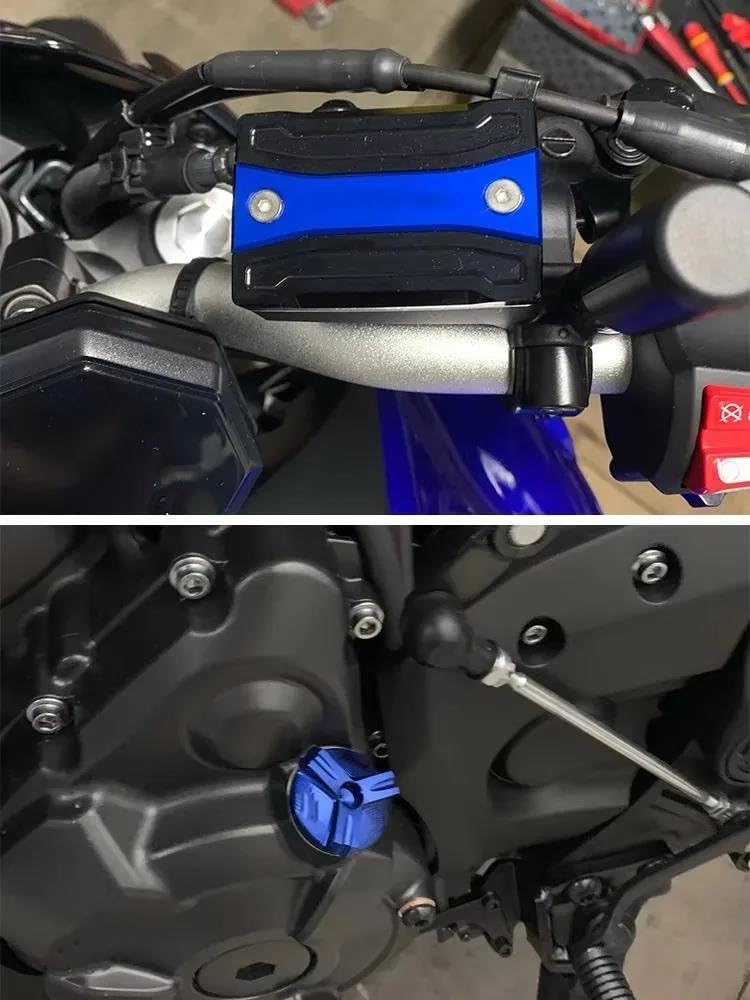 Coperchio Serbatoio Liquido Freni Anteriore E Posteriore Per Moto Tappo Olio Motore Per MT-07 FZ-07 2014-2025(3-Black)