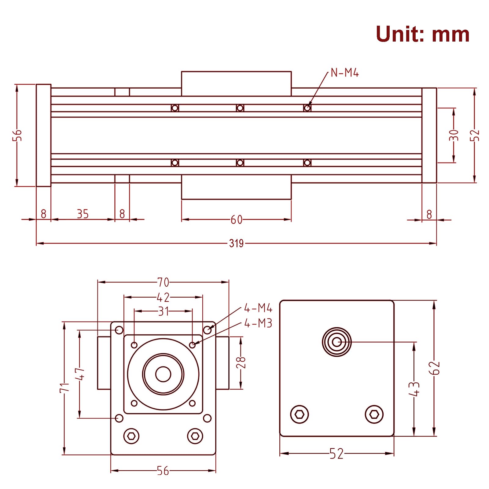 Kugelumlaufspindel SFU1605 mit quadratischen Linearschienen und NEMA23 Schrittmotor, 200mm effektive Hublänge für CNC Router Teile (Größe:200mm)