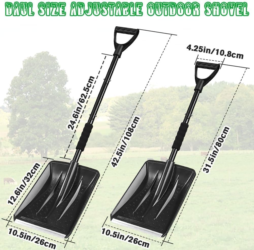 Pelle a Neige, 108cm Pelle Deneigement, Conception Amovible de 4 Pièces, Pelle à Neige Réglable Portable et Légère, Grande Capacité, Idéale pour Le Jardin, la Conduite en Voiture