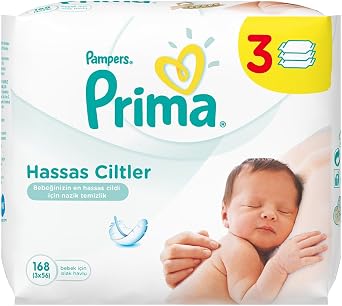 Prima Islak Havlu Hassas Ciltler İçin 3'lü Fırsat Paketi 168 Yaprak