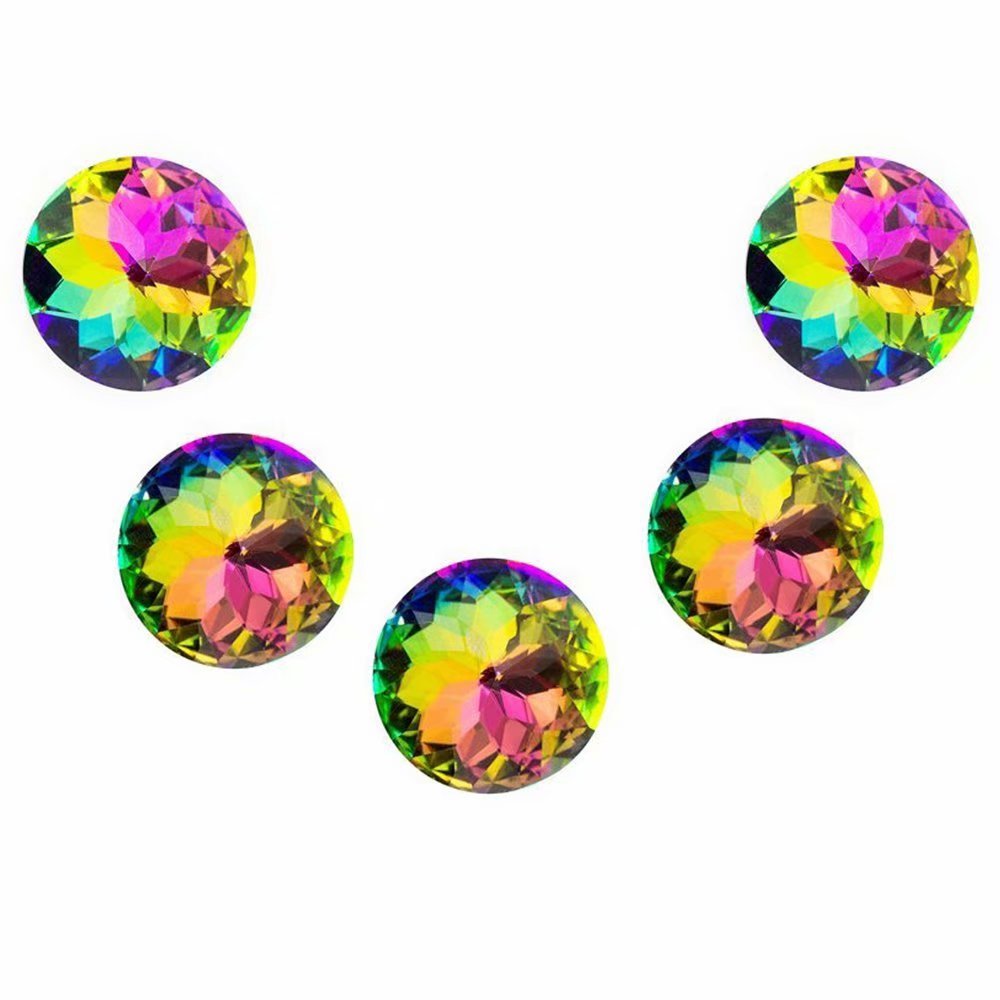 Fbshop(Tm) 5 Pcs Diamond Shape Crystal Glass Cabinet Dresser Drawer Hardware Cupboard Wardrobe Knobs Door Pull Handle(,30Mm Rainbow Color)