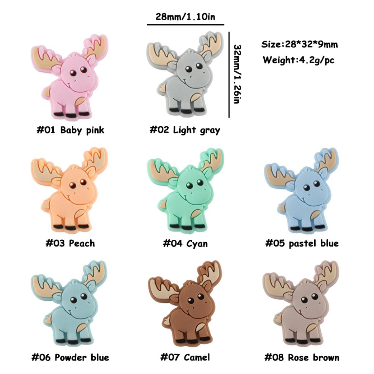 5/10 Pièces Perles En Silicone Chèvre Girafe Vache Hippocampe Mouton Wapiti Fabrication De Bijoux En Vrac DIY Fabrication De Bijoux Bracelet Accessoires-Mix Couleur Chèvre,10pcs