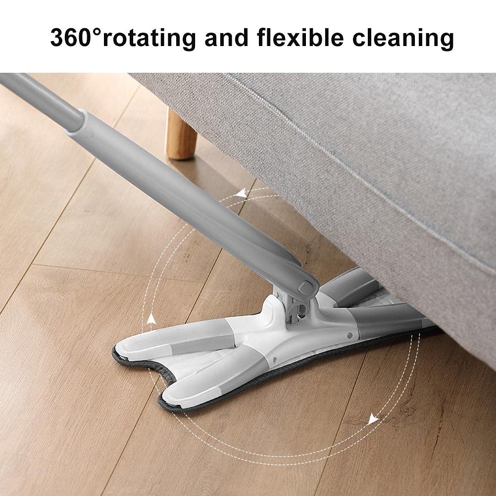 Mop, 360 grados de rotación libre de microfibra tipo X fregona plana de limpieza del piso del hogar Herramientas de limpieza Lazy Fellow Mop, reutilizable hogar cocina mano libre fregona, adecuado