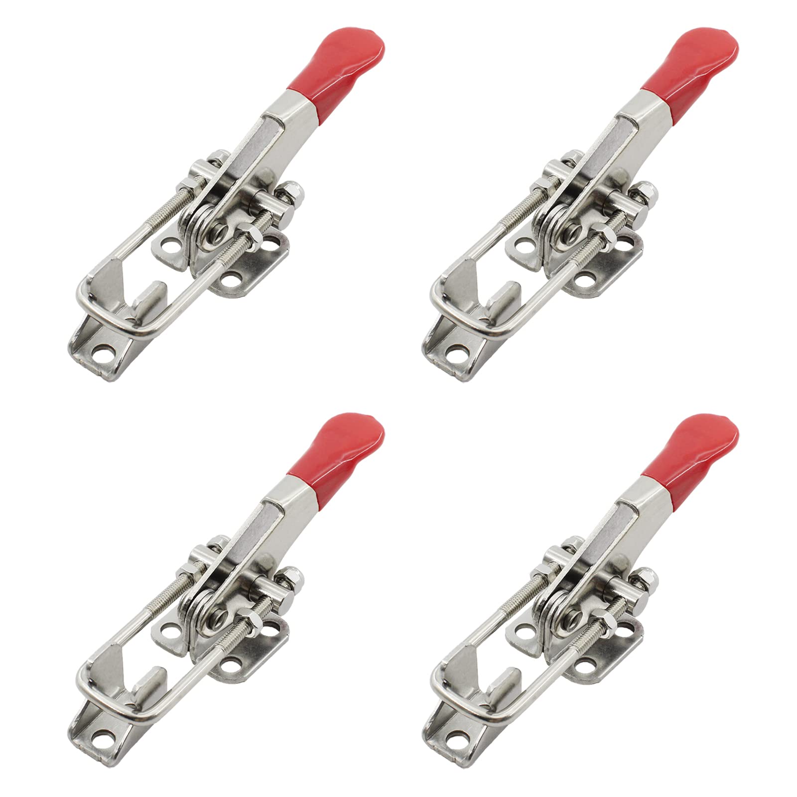 4 Pack Toggle Latch Clamp, TTZEZE Adjustable Toggle Clamp Latch, Heavy Duty Toggle Latches Smoker Latch Clamps (Round Handle 105 * 24 * 29mm/4.1 * 0.9 * 1.1'')
