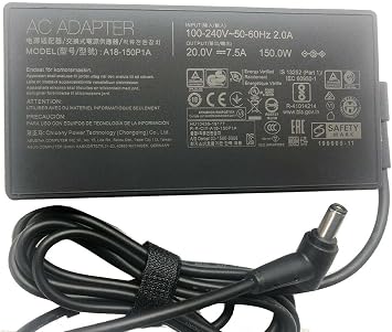 20V 7.5A 150W 6.0X3.7mm A18-150P1A AC Adapter Compatible for Asus FX505DD PX705D TUF705GD