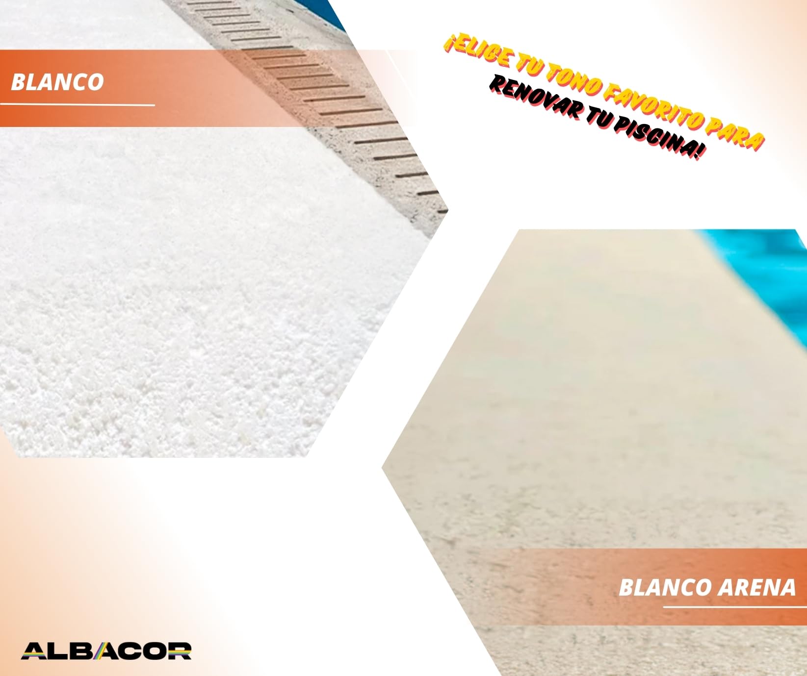 ALBACOR Pintura para Bordes de Piscinas y Piedra de Coronación - Antideslizante Especial para Renovar - Alta Resistencia (Blanco Arena, 5 Kilos)