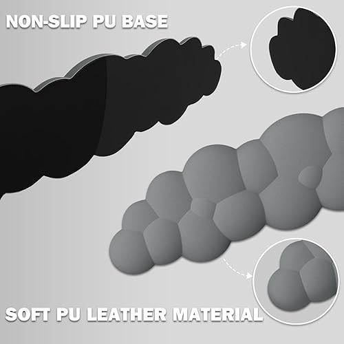 Miniatura 6 de Cloud - Reposamuñecas para teclado y mouse pad con soporte para muñeca, almohadillas ergonómicas de piel sintética, alfombrilla de mouse