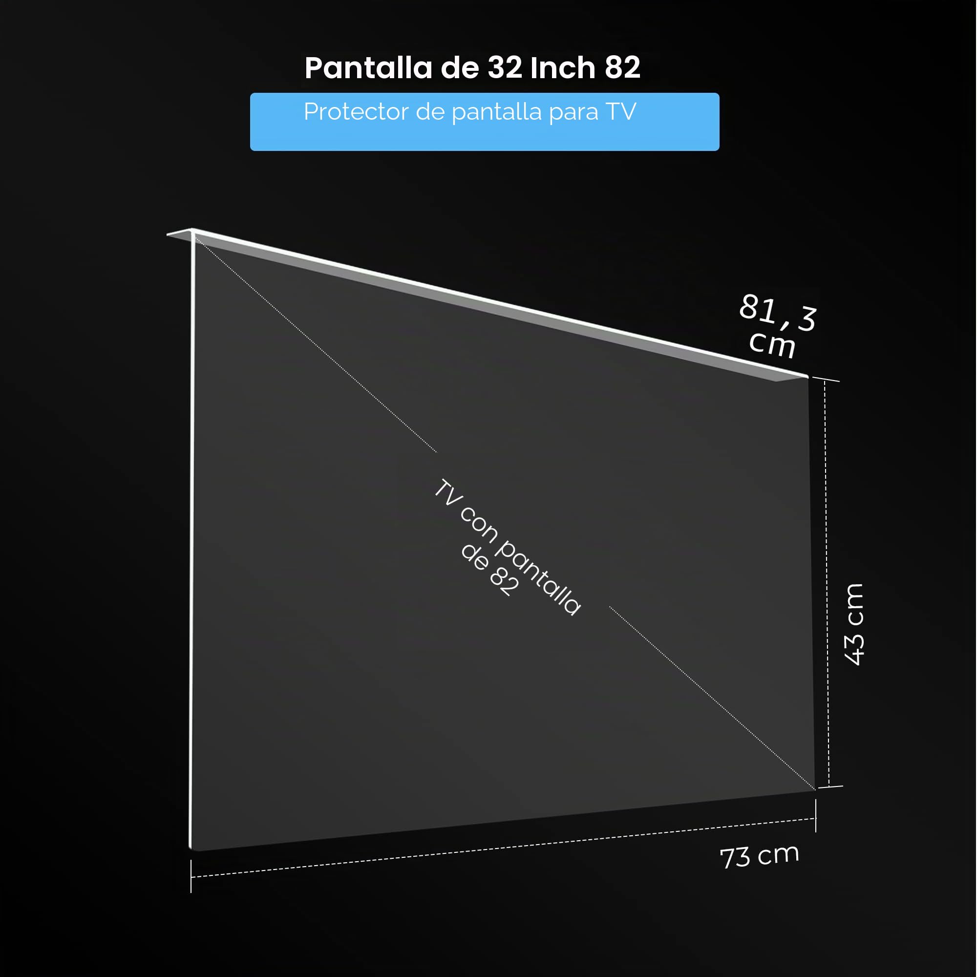 VENTON Protector de pantalla de TV de 82 pulgadas (32 pulgadas) – Película de TV para LCD, LED, 4K OLED y QLED HDTV Protector de Pantalla para TV – Protección contra daños TV – Suspendido y fijo