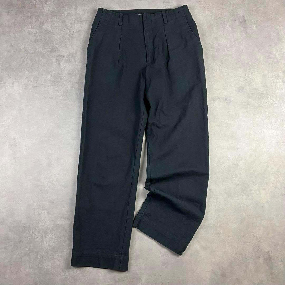 北欧暮らしの道具店 コットンリネン タックパンツ 黒 アジャスター付き