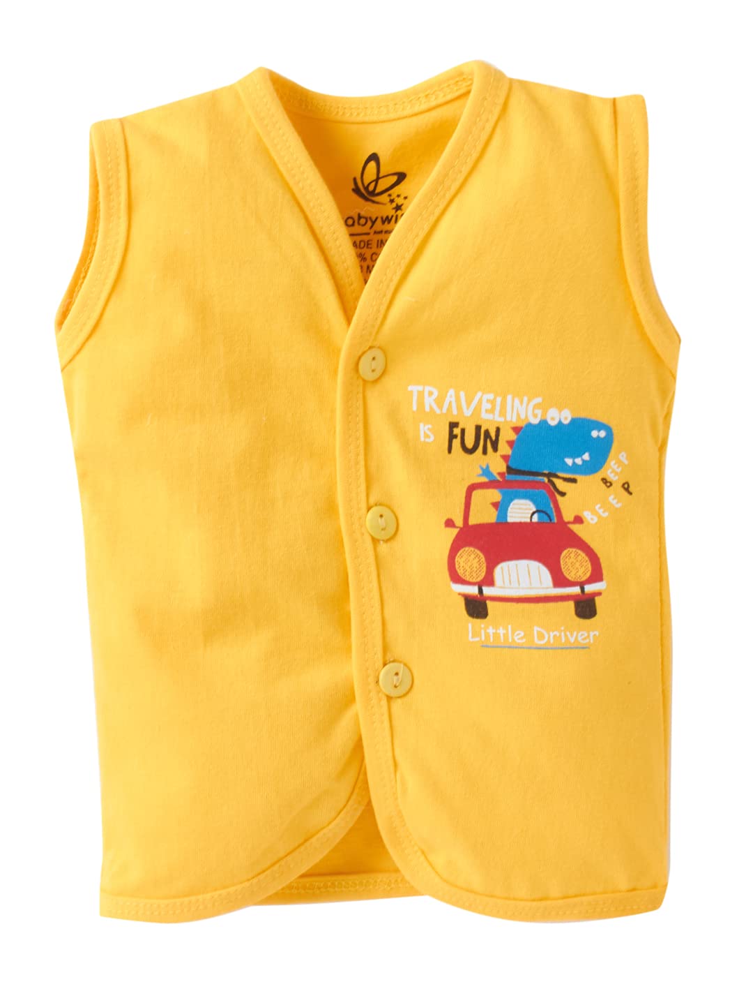 baby wish Baby Jhabla Multi Theme Printed Cotton Snap Front Button Open Sleeveless Jabla V-Neck T-Shirt Infant Topwear Newborn Jhabla